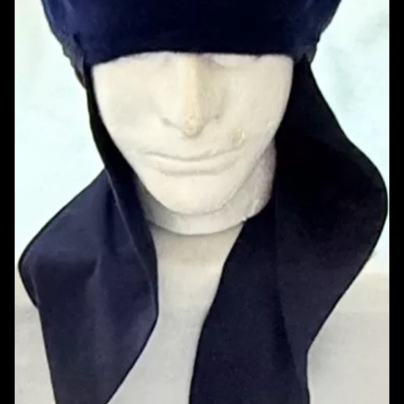 Vintage Women’s Winter Trapper Hat Dark Navy Blue Ear Flaps Fleece Casual - Picture 6 of 12